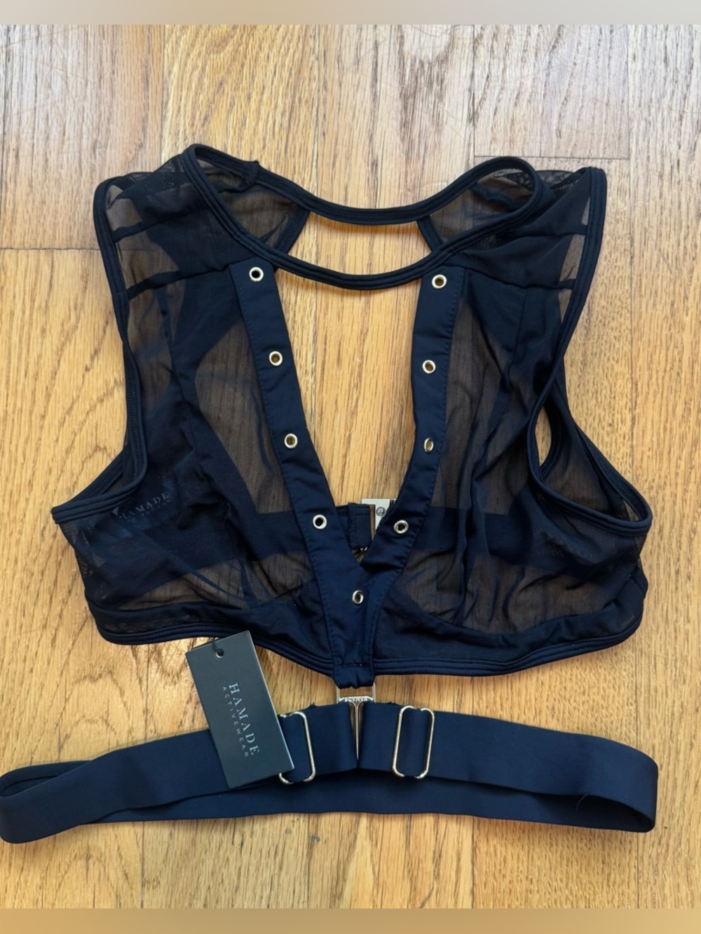 Black Sheer Eyelet Front Bralette with Adjustable Band